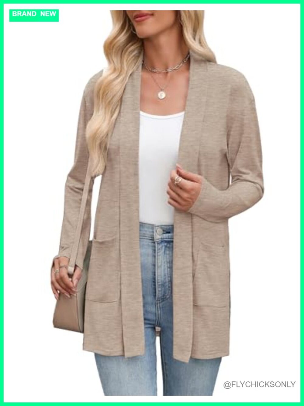 Women's Lightweight Open Front Long Sleeve Cardigan with Pockets